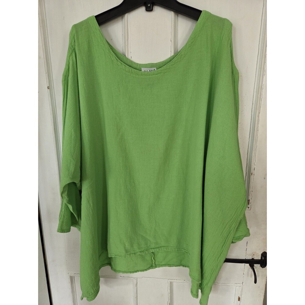 Oh My Gauze! Lime Green Cold Shoulder Top 3/4 Slvs Morocco Boxy Boho Size 3 XXL